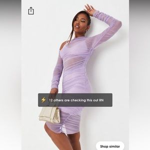 Missguided Lilac Mesh One Shoulder Ruched Mini Dress
